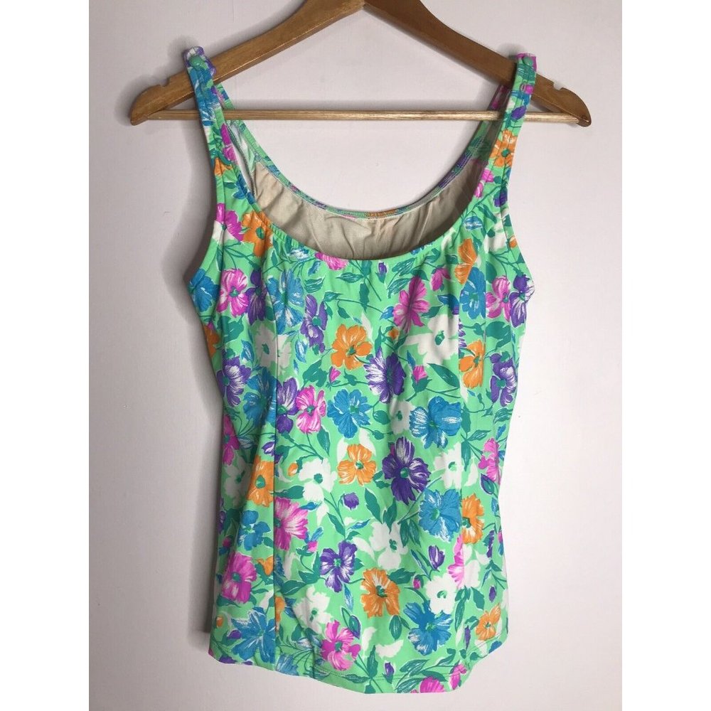 Orvis Women's Size 12 Bathing Suit Tank Top Green Floral